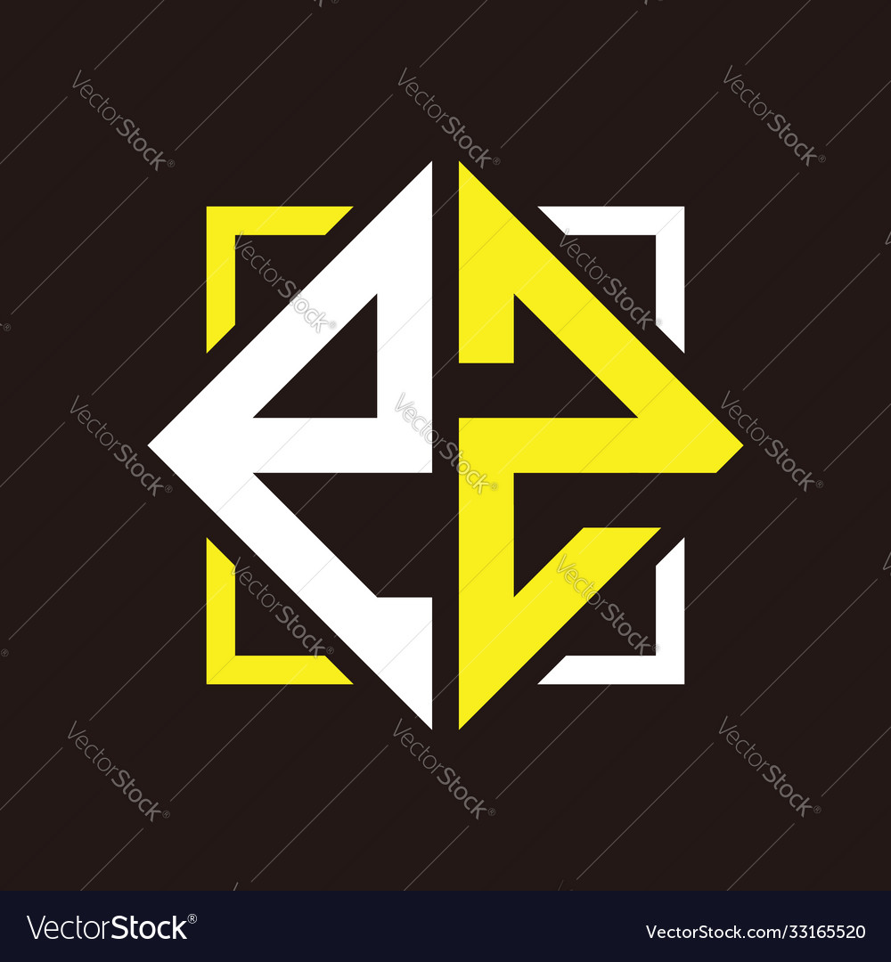 E z initials quadrangle monogram with square