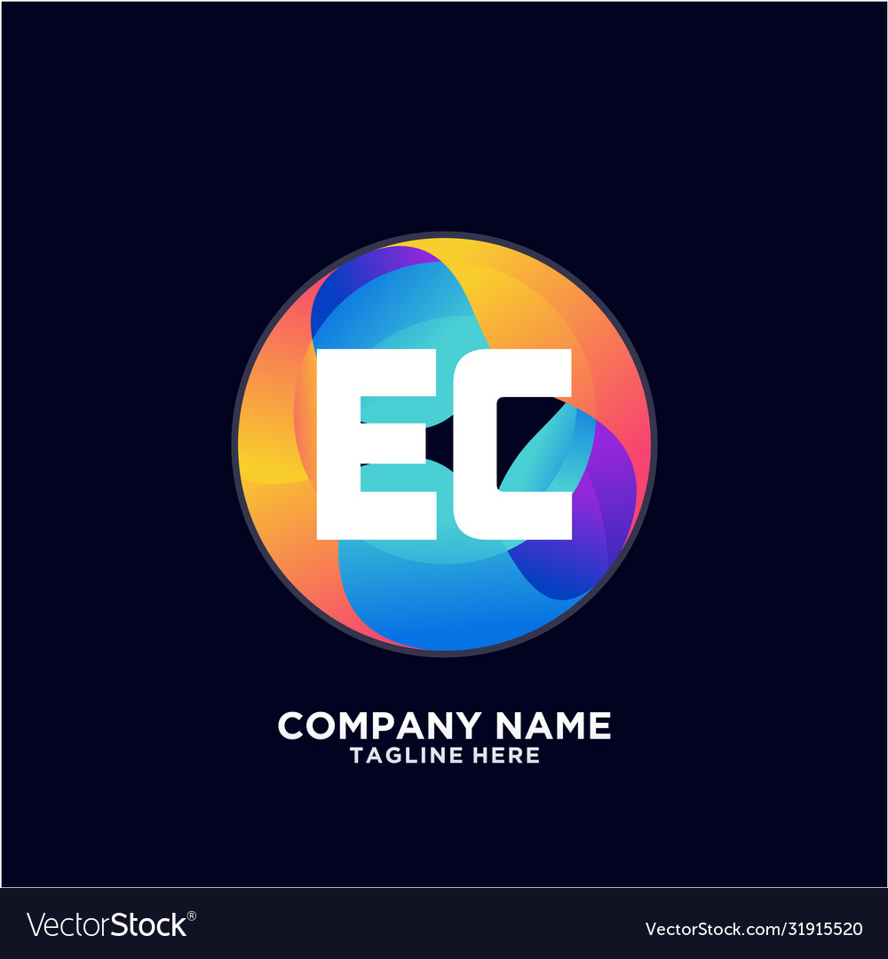 Ec initial logo with colorful circle template