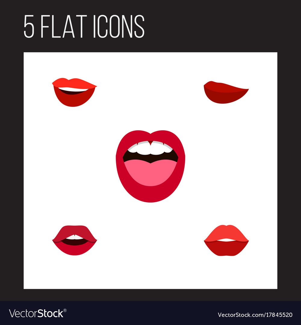 Flat icon mouth set of tongue laugh Royalty Free Vector