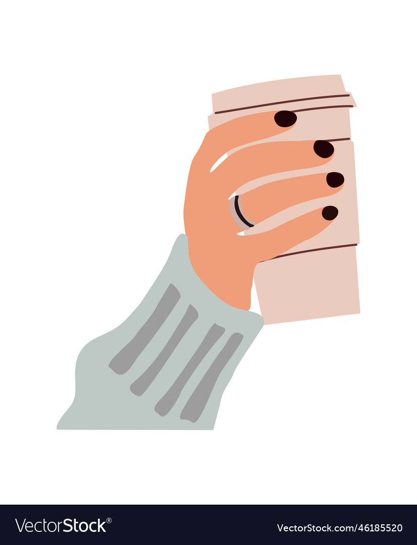 Hand holding paper coffee cup vector image Hand holding paper coffee cup