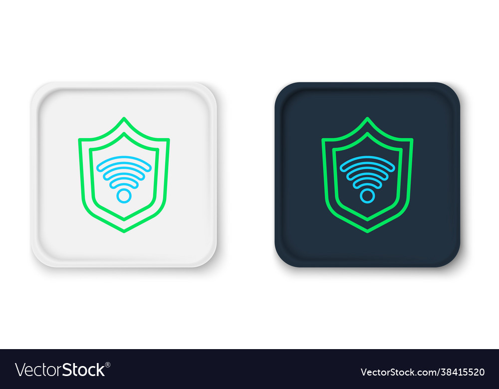 Line shield with wifi wireless internet network vector image Line shield with wifi wireless internet network