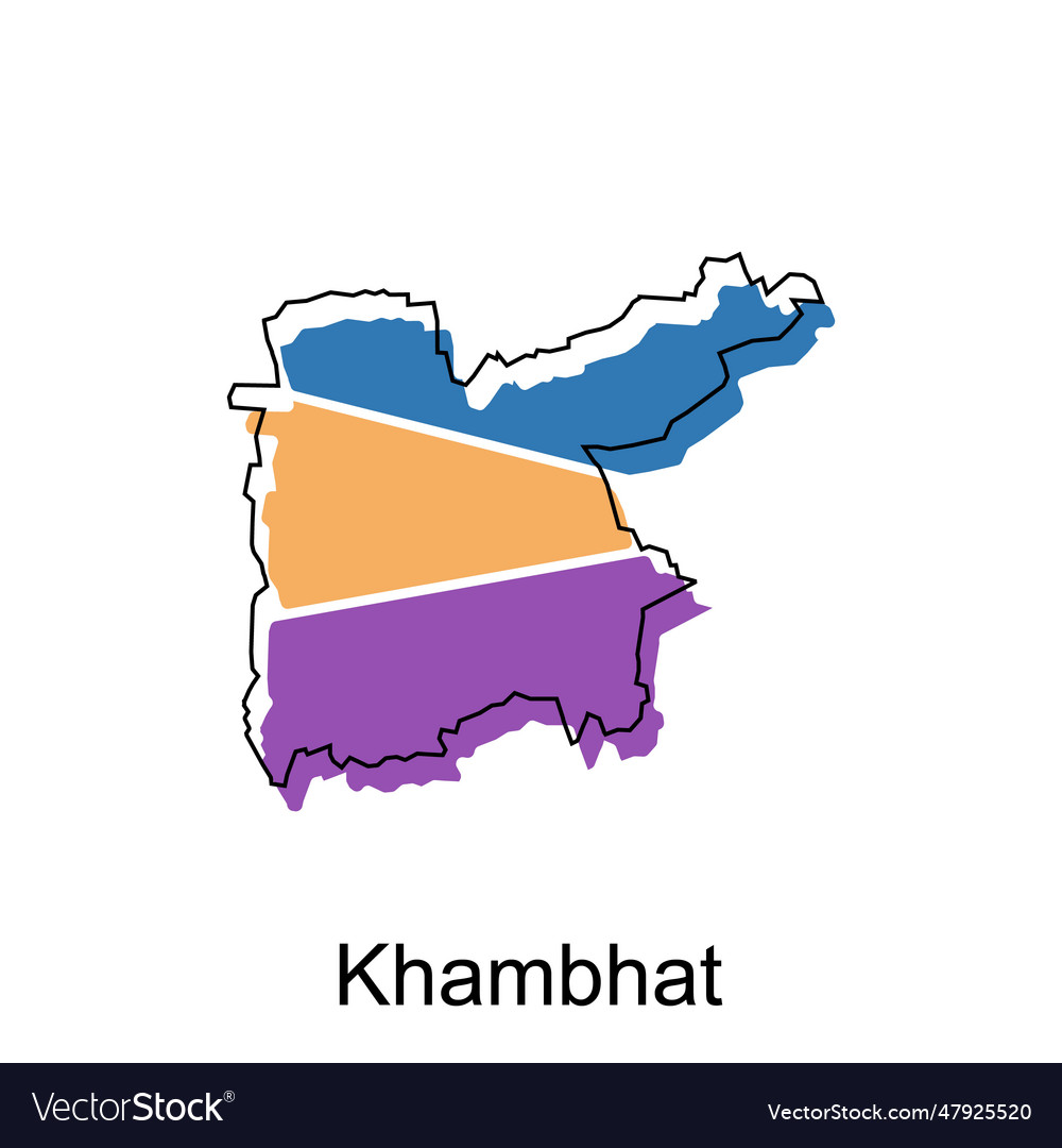 Map of khambhat modern geometric map of india Vector Image