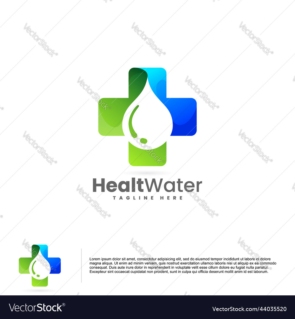 Medical clinic logo cross sign and water Vector Image