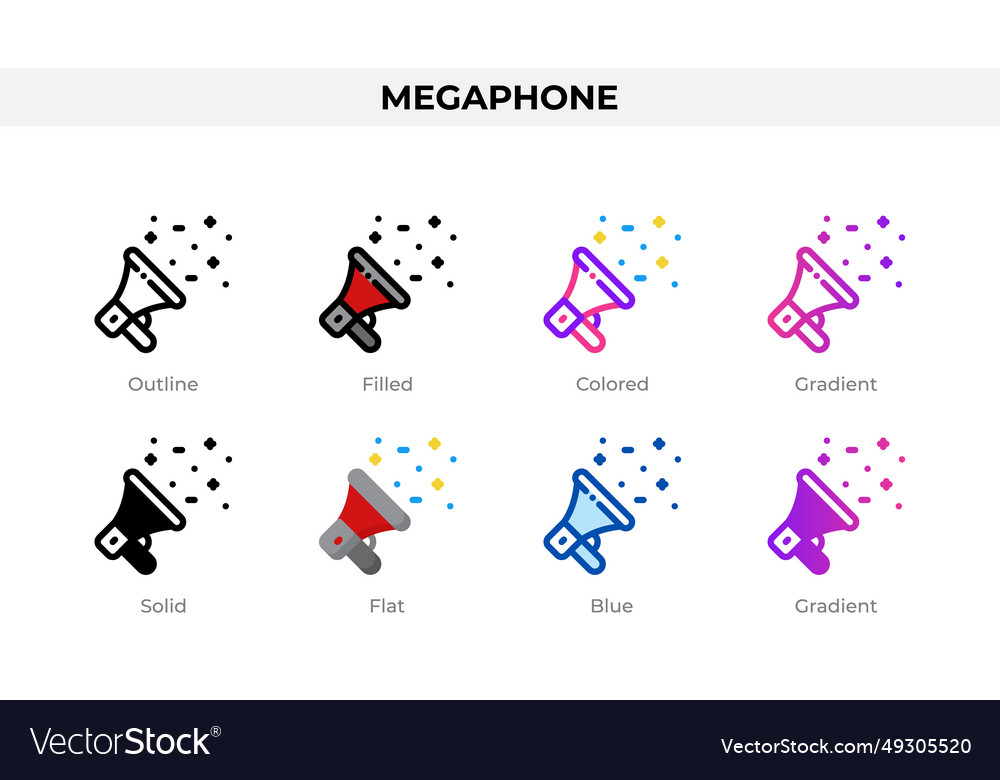 Megaphone icons in different style vector image Megaphone icons in different style