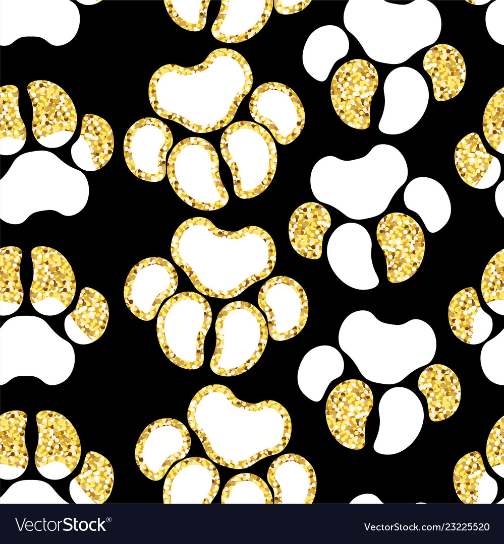 Seamless golden sparkle pattern with dogs theme