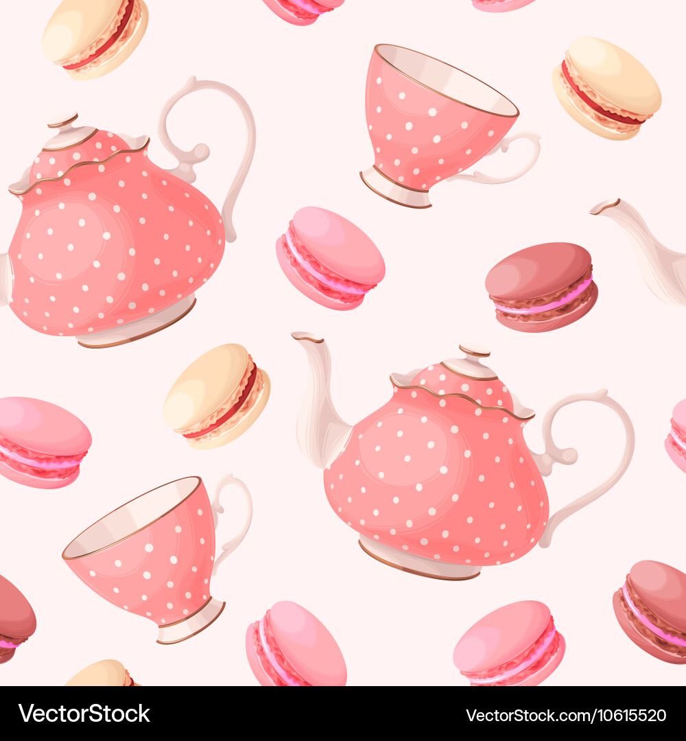 Seamless pattern with tea pots and cups Royalty Free Vector