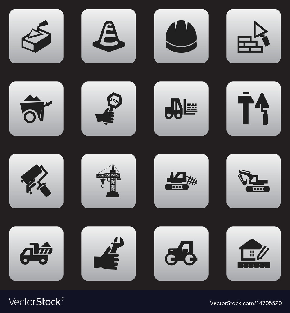 Set of 16 editable building icons includes