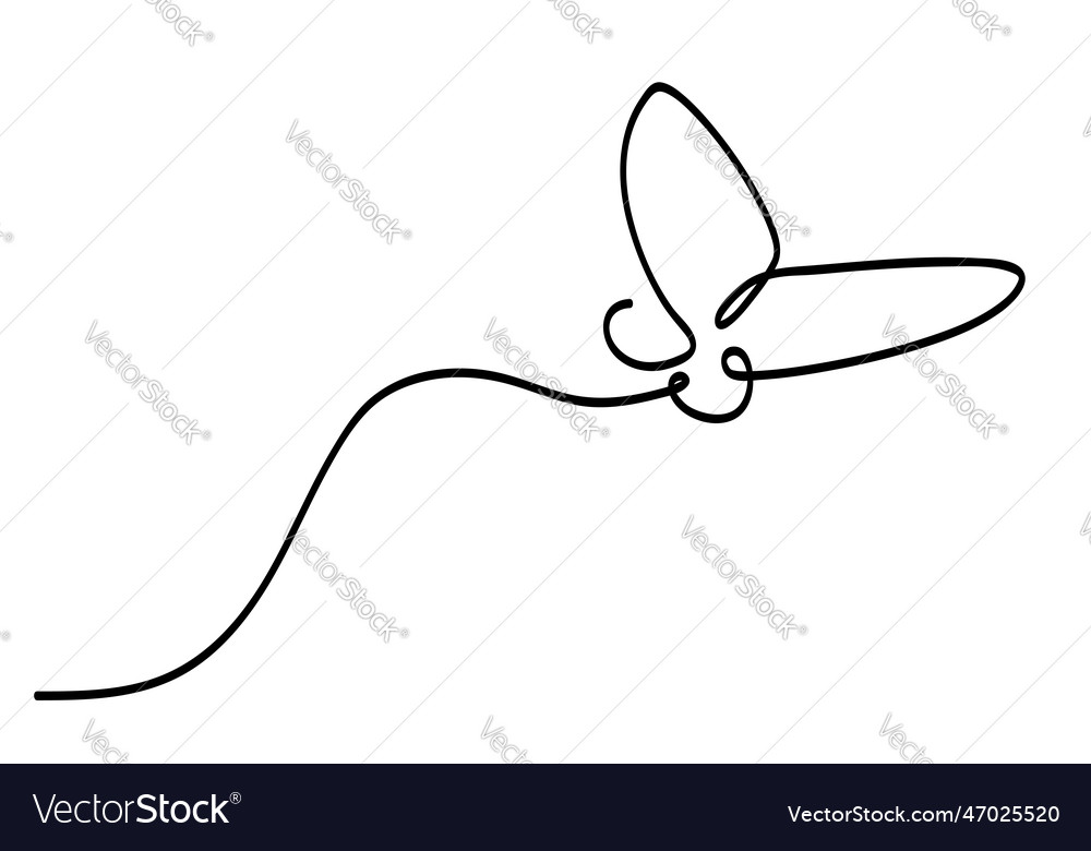 Simple single or one continuous fly butterfly