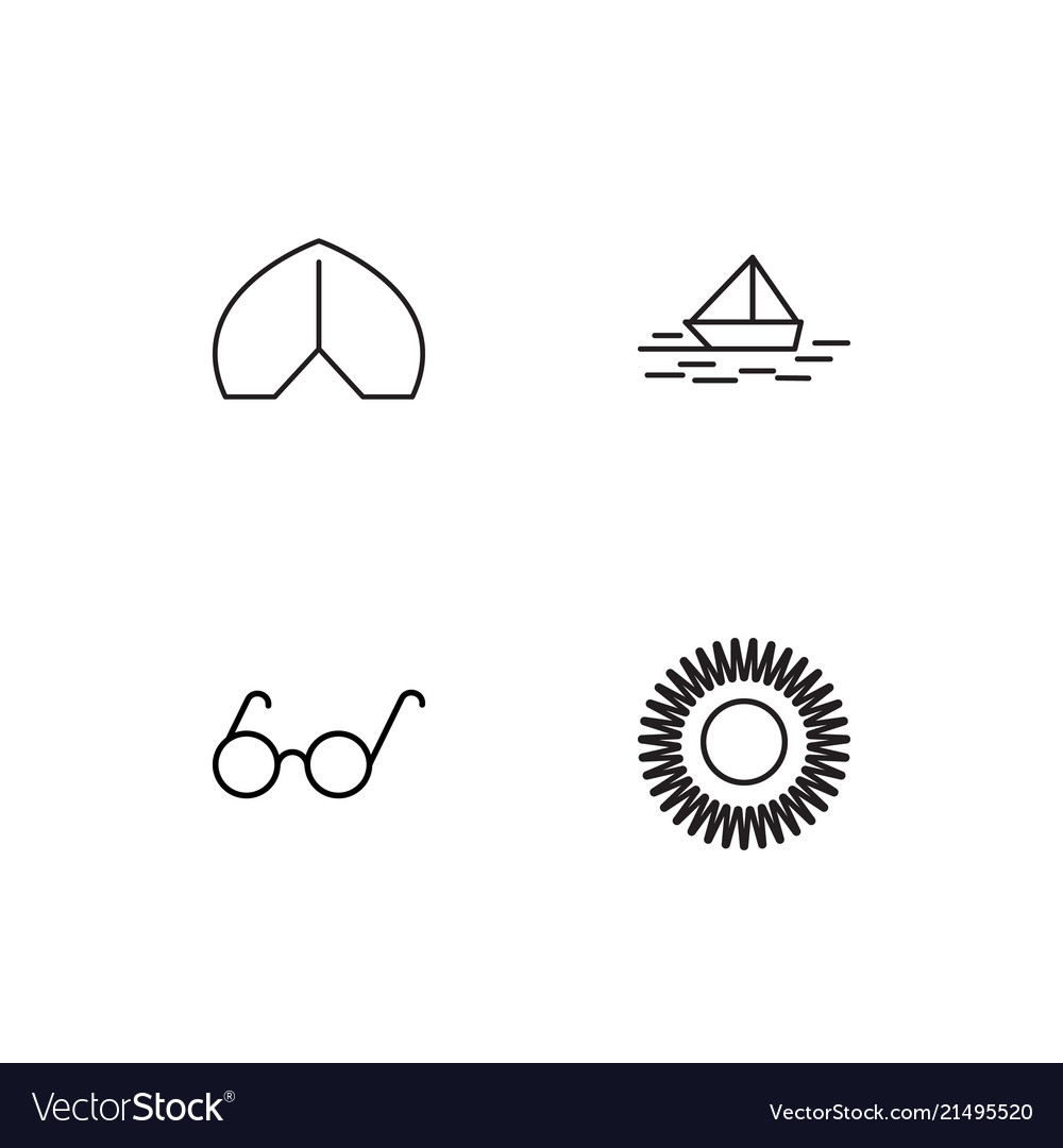 Summer linear icons set simple outline