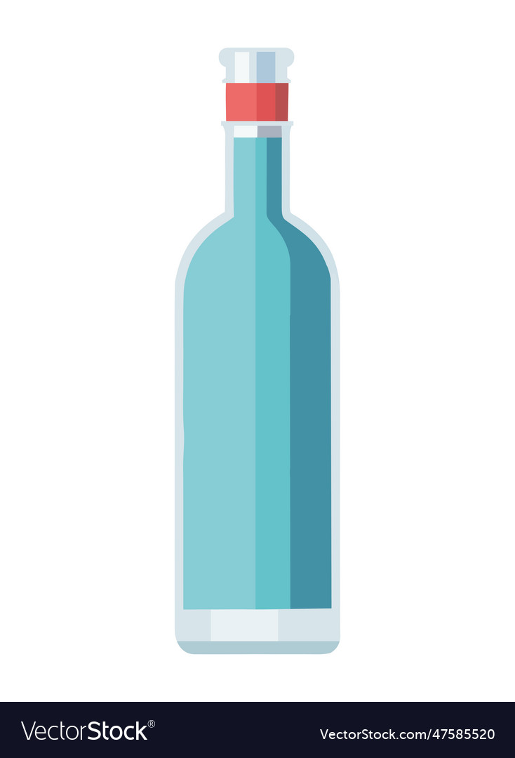 Transparent wine bottle with blank label isolated