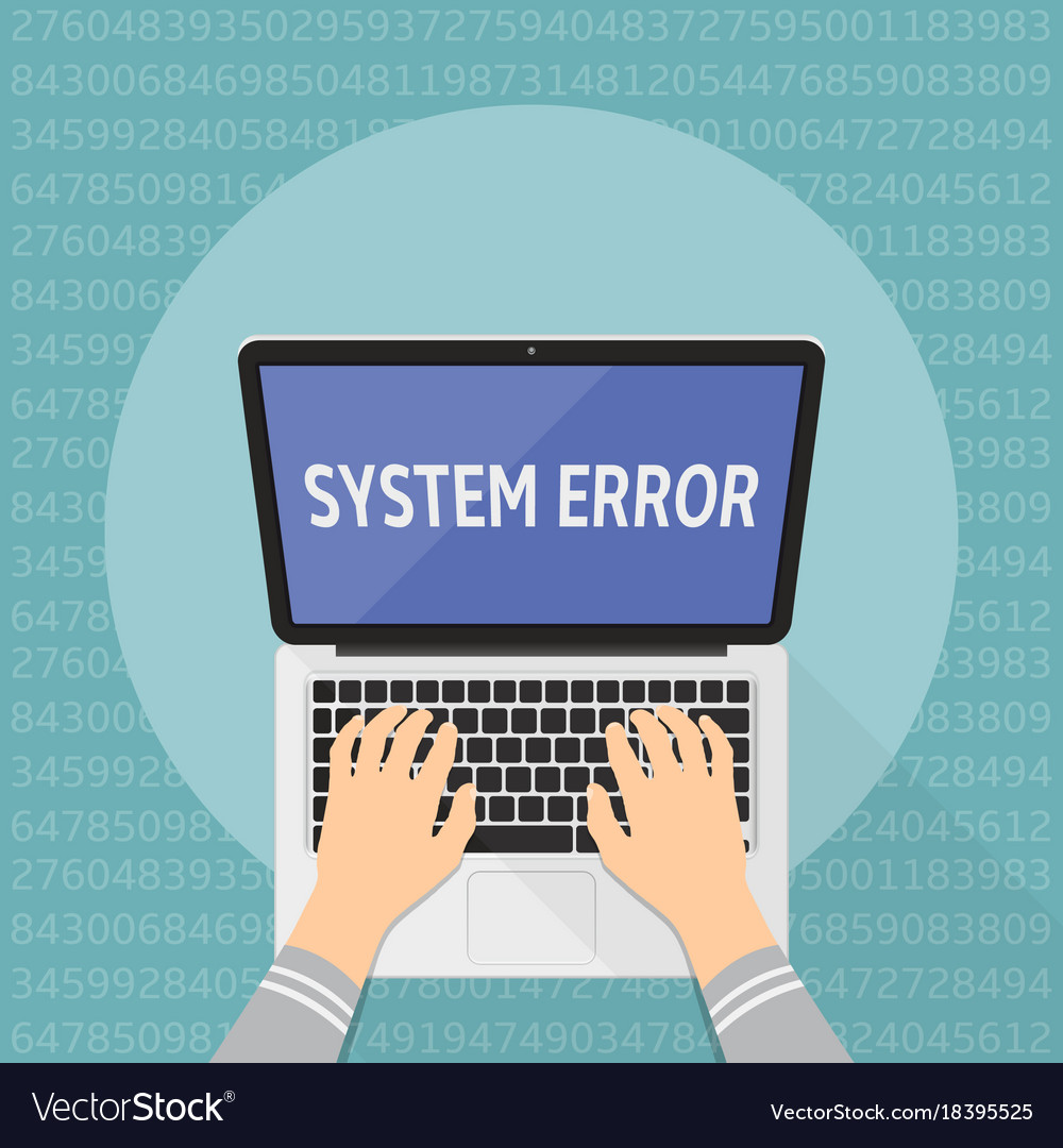 Concept of computer system error hands on laptop