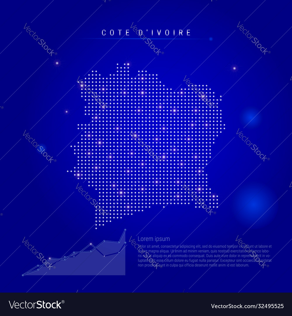 Cote divoire illuminated map with glowing dots vector image Cote divoire illuminated map with glowing dots