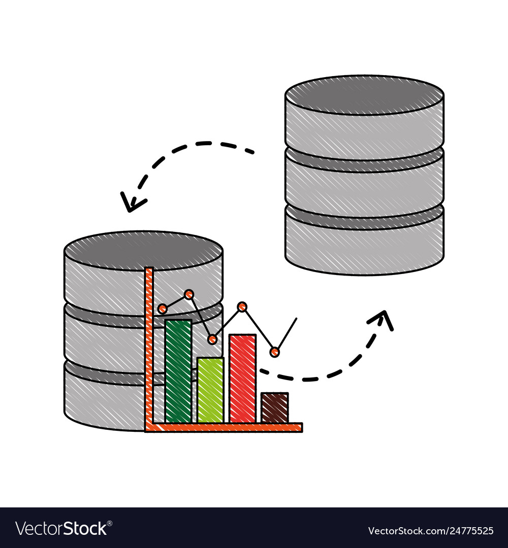 Database center statistics graph transfer data vector image Database center statistics graph transfer data