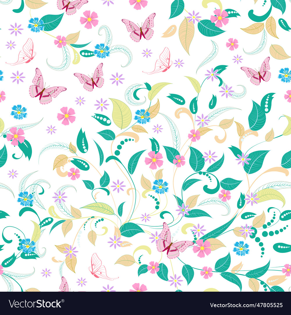 Fashion seamless texture with butterflies vector image Fashion seamless texture with butterflies
