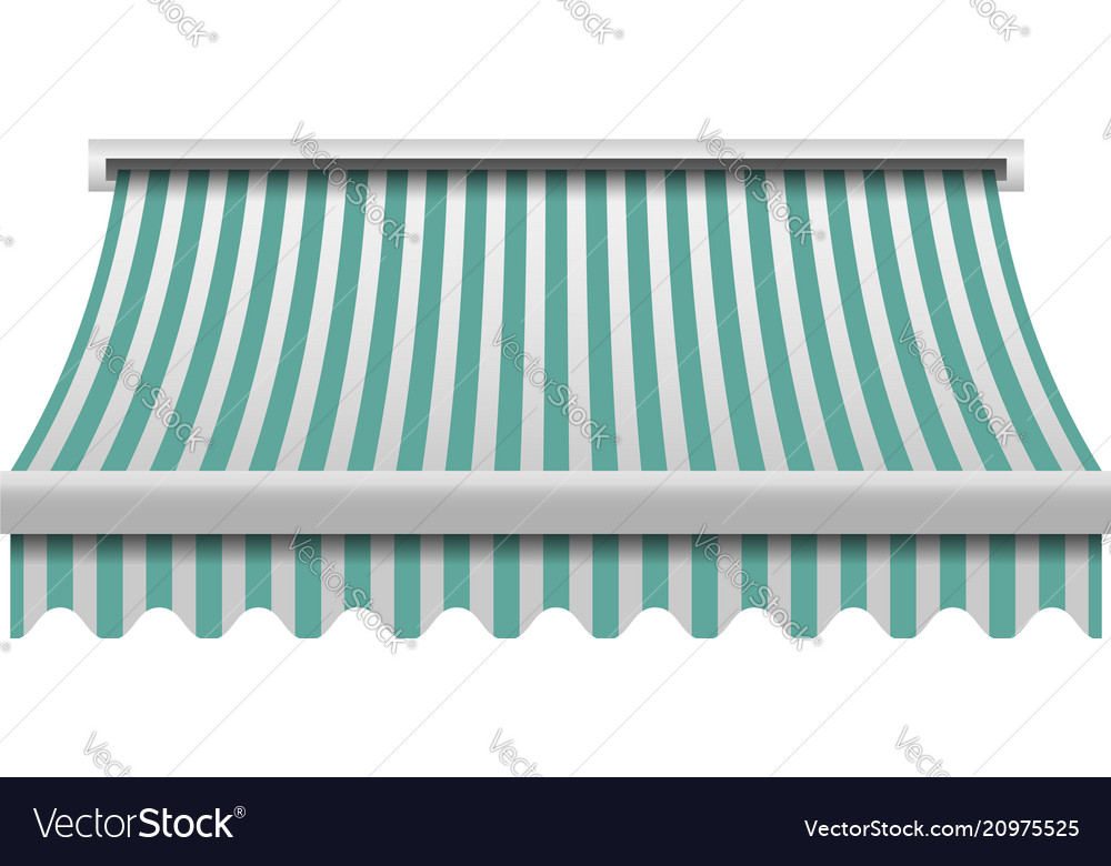 Download Green White Awning Mockup Realistic Style Vector Image