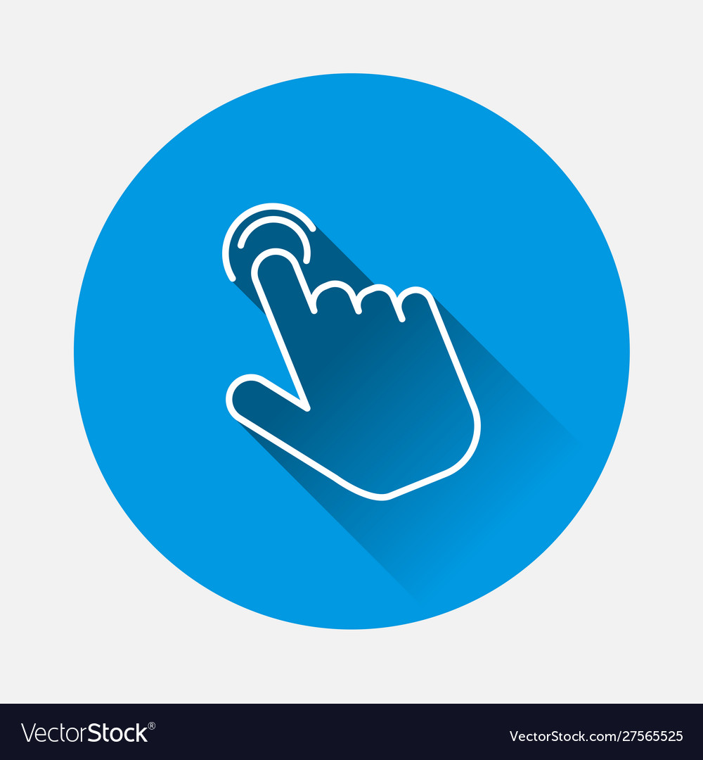 Hand clicks on button cursor icon blue vector image Hand clicks on button cursor icon blue