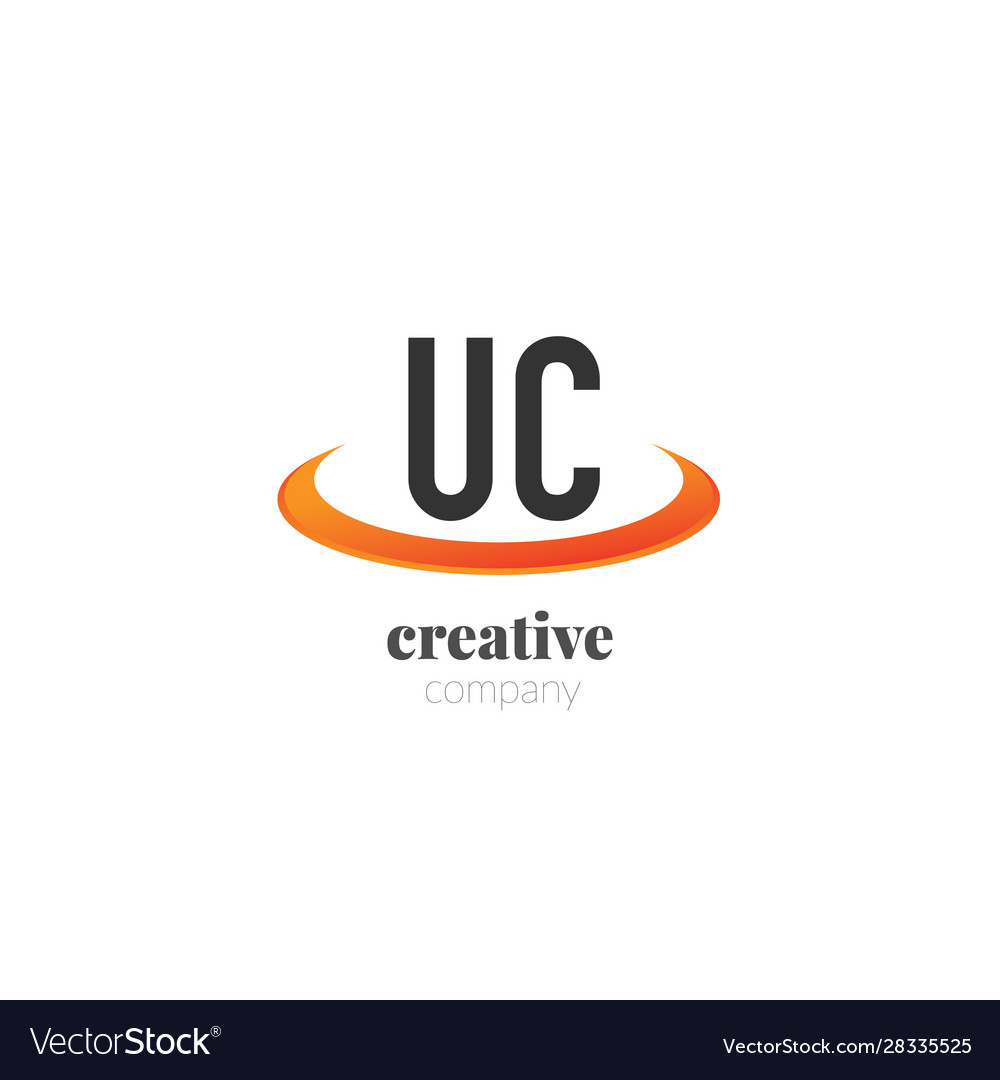 Initial letter uc creative swoosh design logo