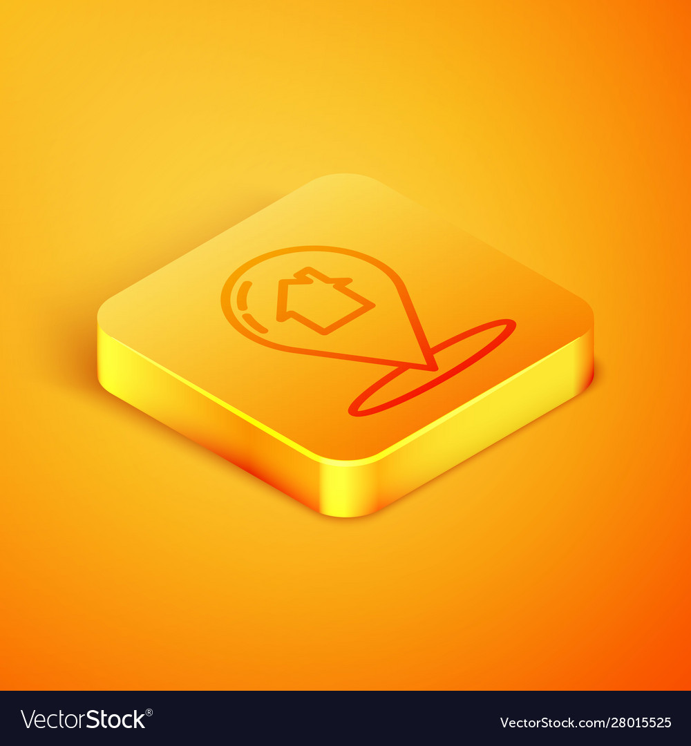 Isometric line map pointer with house icon vector image Isometric line map pointer with house icon
