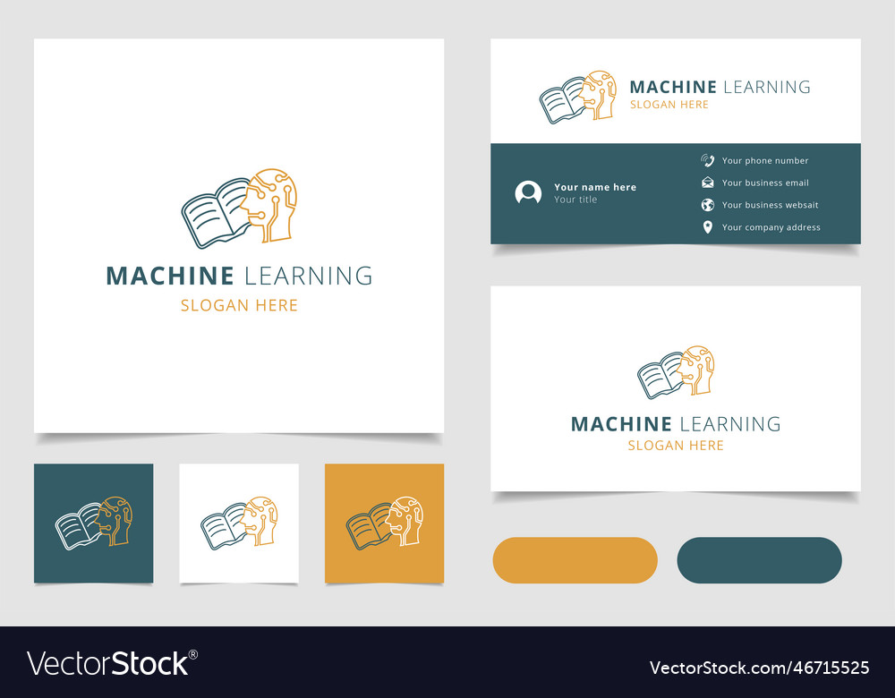 Machine learning logo design with editable slogan vector image Machine learning logo design with editable slogan