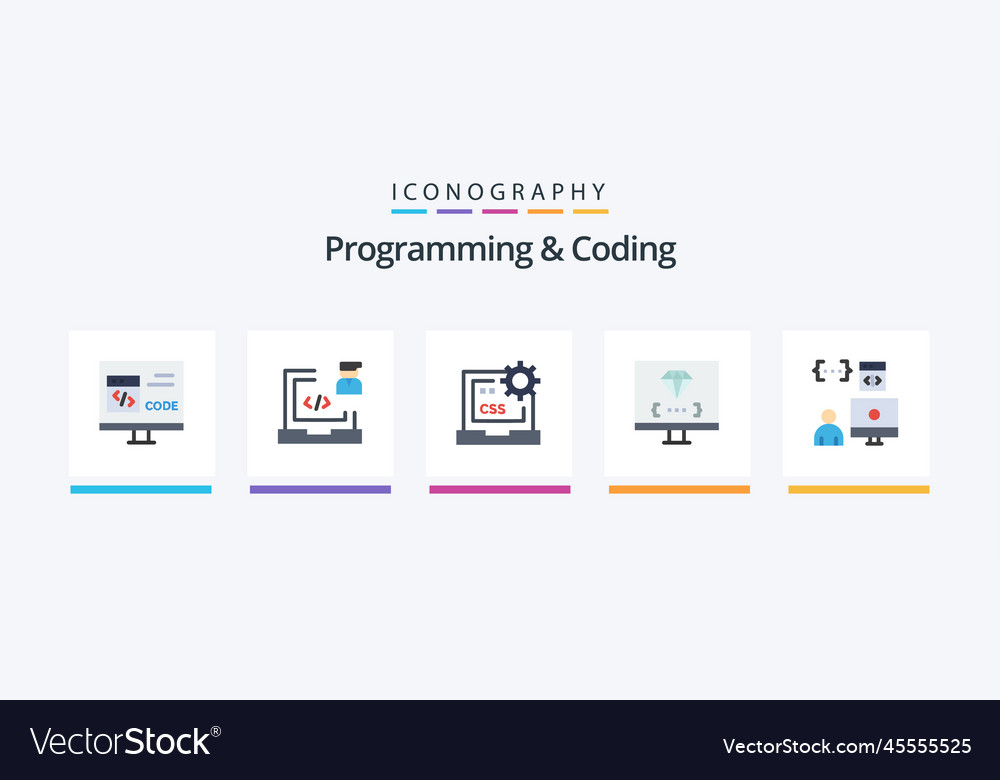 Programmierung und Kodierung von flachen 5 Icon-Pack einschließlich