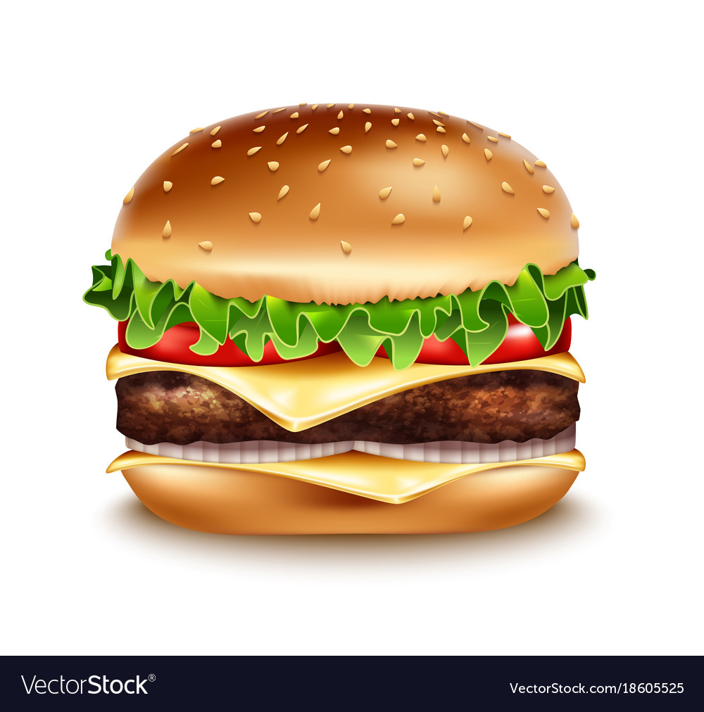 Realistic Hamburger Icon Classic Burger Royalty Free Vector 8462