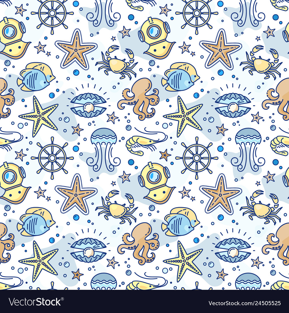 Seamless sea children pattern with the steering vector image Seamless sea children pattern with the steering