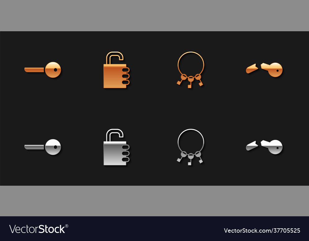 Set key safe combination lock bunch keys Vector Image