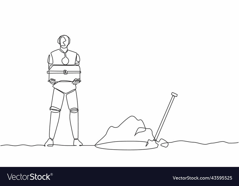 Single continuous line drawing robot standing
