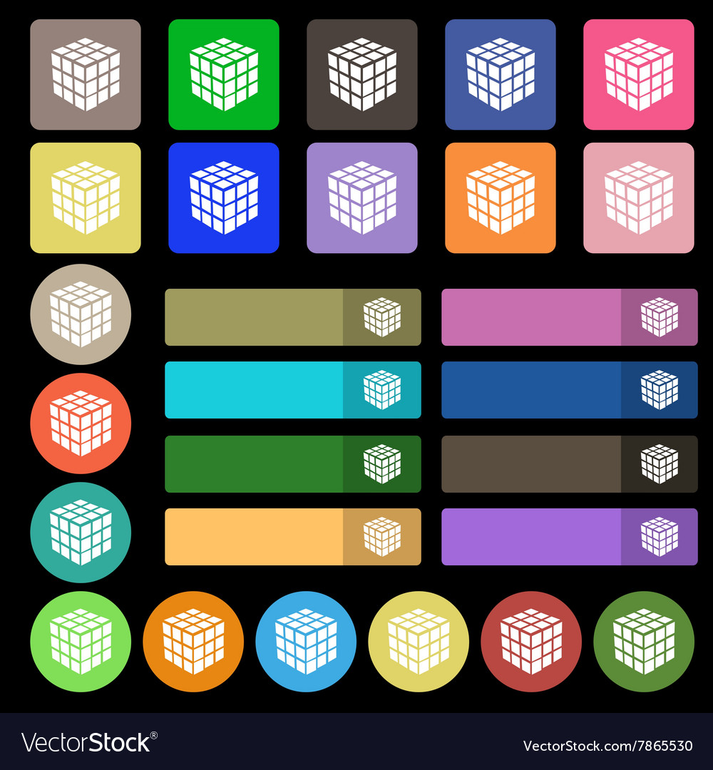 A three sided cube puzzle box in 3d icon sign set
