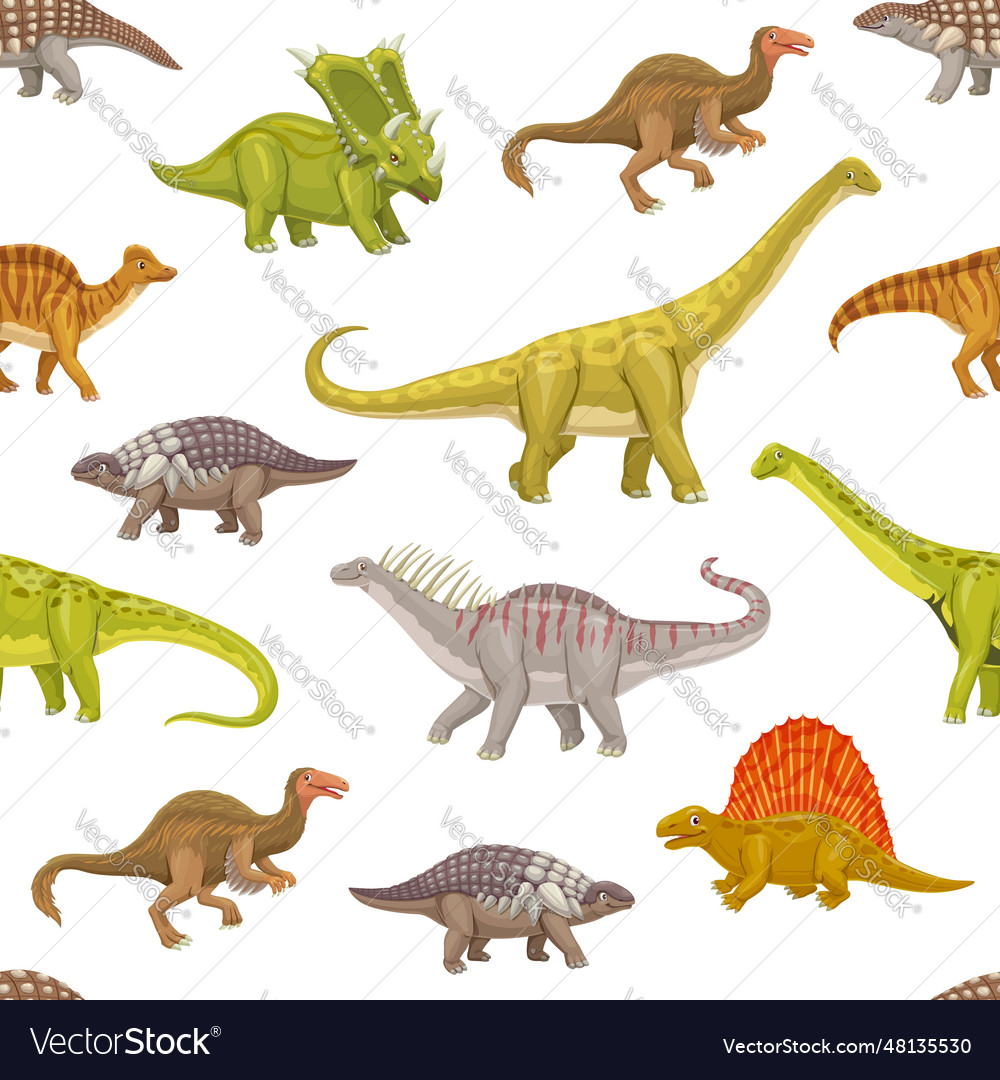 Cartoon dinosaur reptile animal characters pattern