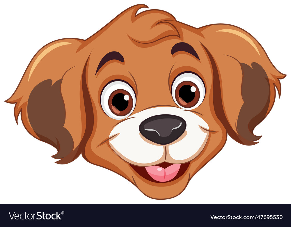 Cheerful dog face in cartoon style Royalty Free Vector Image