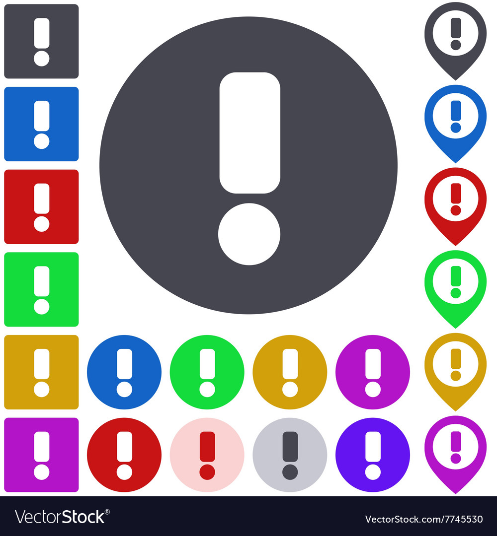 Color warning icon set Royalty Free Vector Image