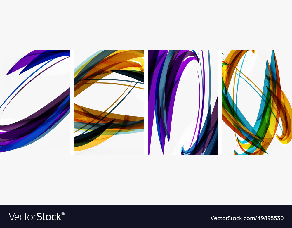 Colorful wave lines poster set for wallpaper Vector Image