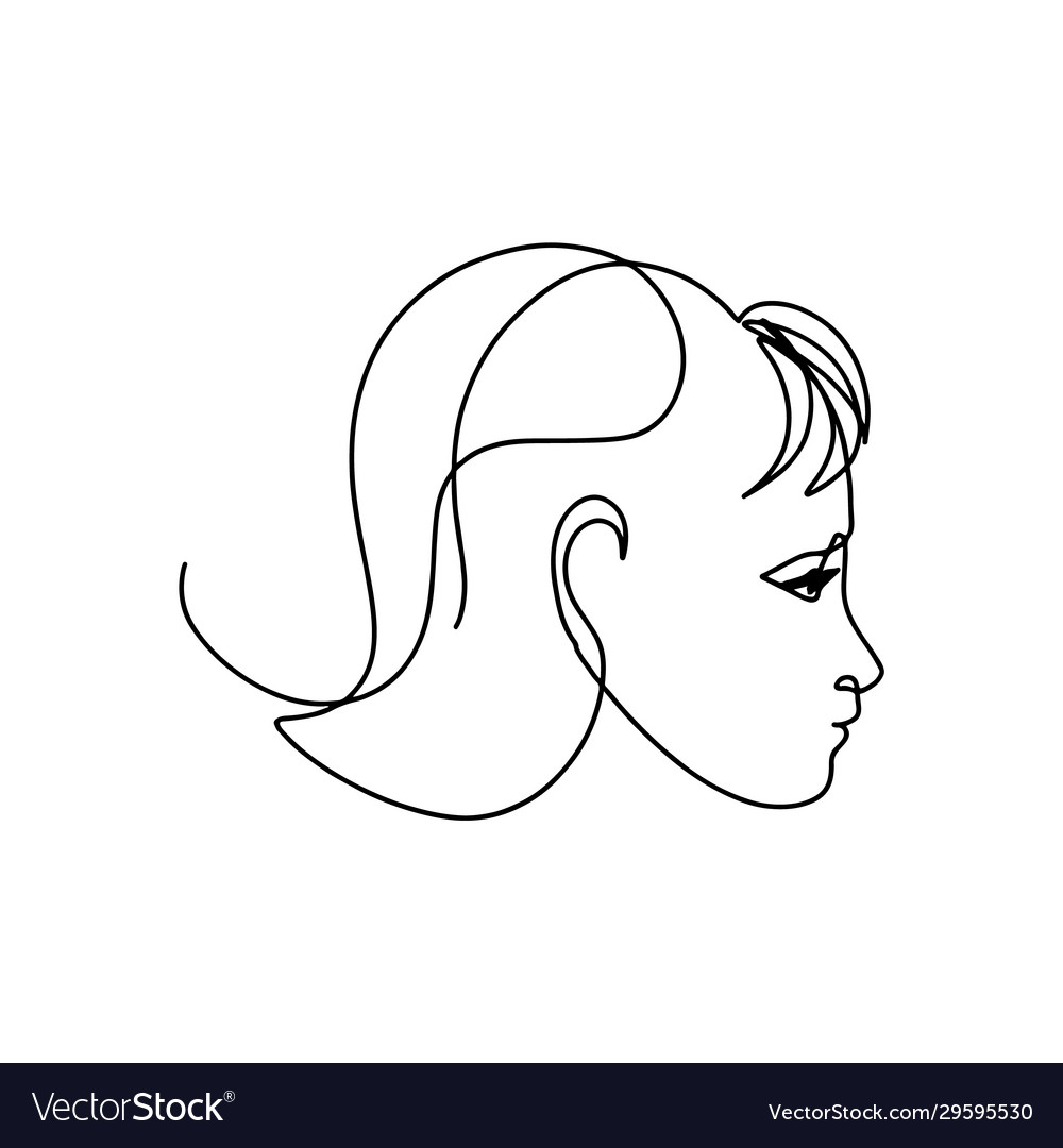 Continuous line art hand drawn woman face Vector Image