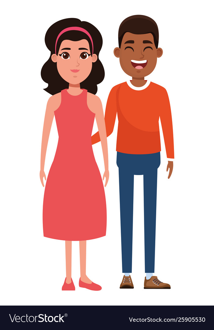 Couple avatar cartoon character portrait Vector Image