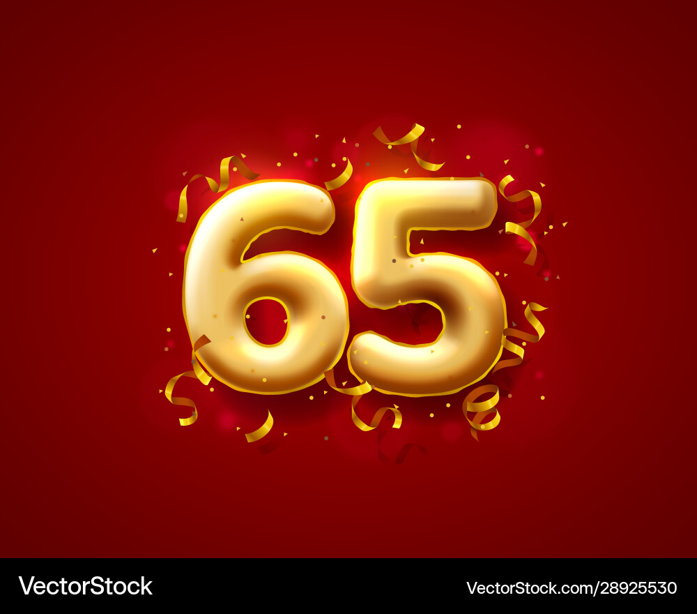 Festive ceremony balloons 65th numbers Royalty Free Vector
