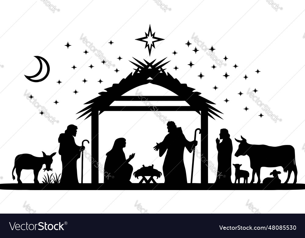 Heilige Nacht Silhouette - Krippe des Babys vector image Heilige Nacht Silhouette - Krippe des Babys