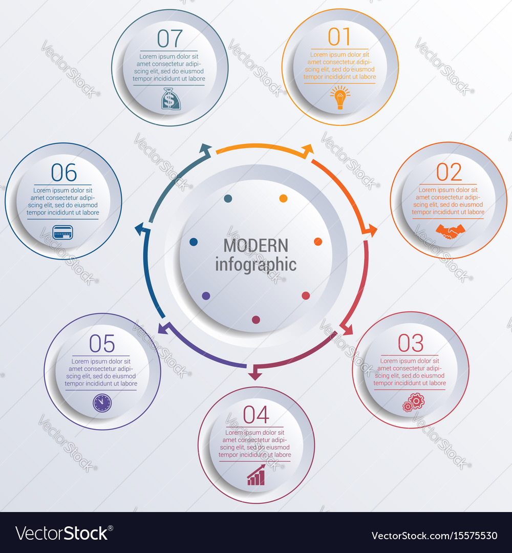 Infographic diagram with 7 options circles Vector Image