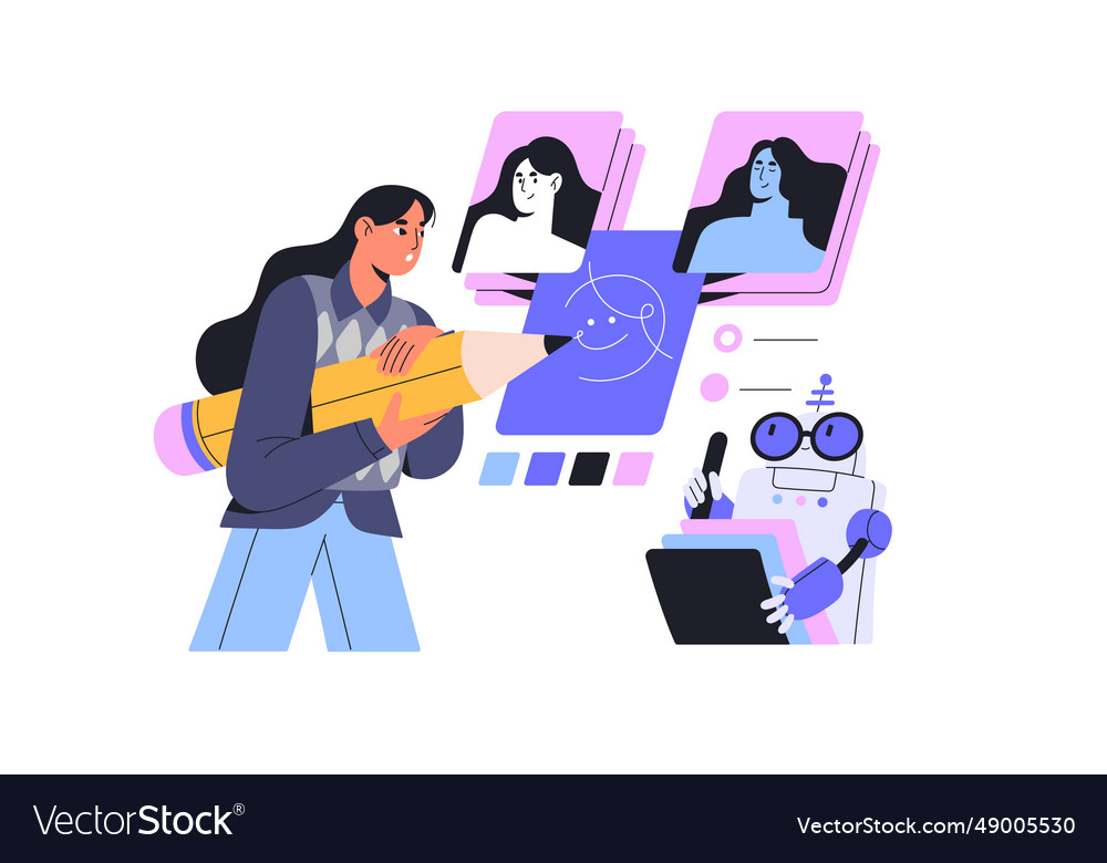 Machine learning neural networks concept vector image Machine learning neural networks concept