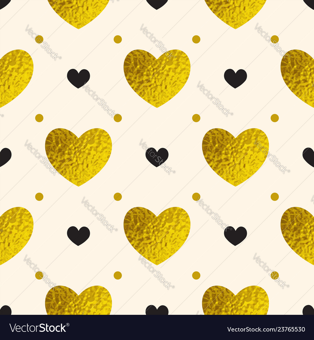 Pattern with golden and black hearts Royalty Free Vector