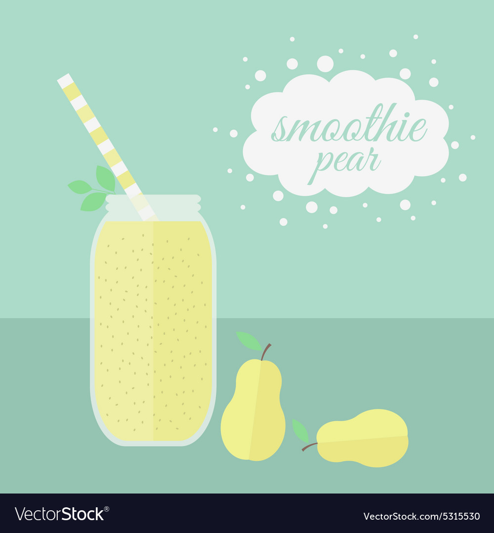 Pear smoothie in jar on a table
