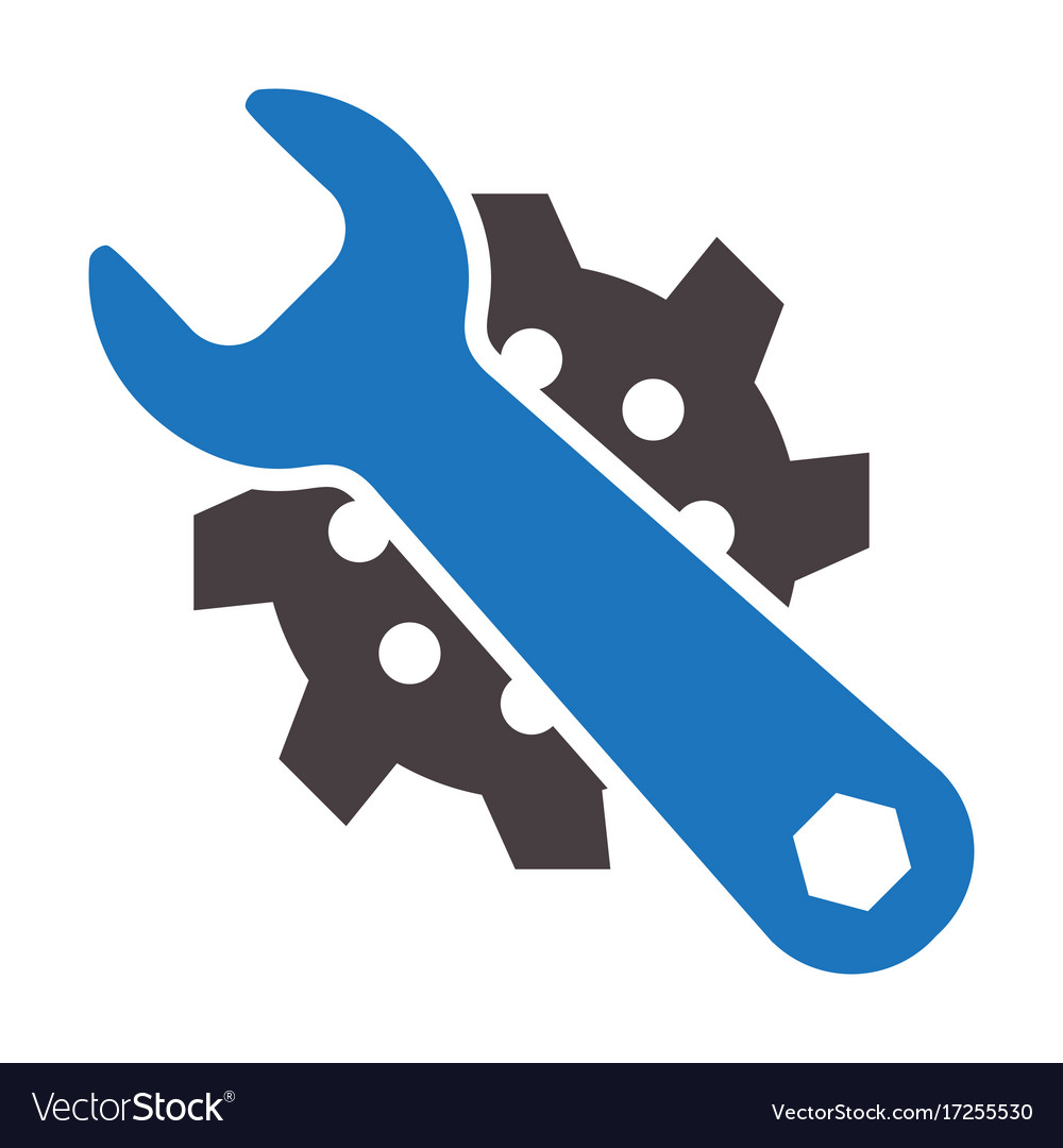 Service tool icons with gear and spanner Vector Image