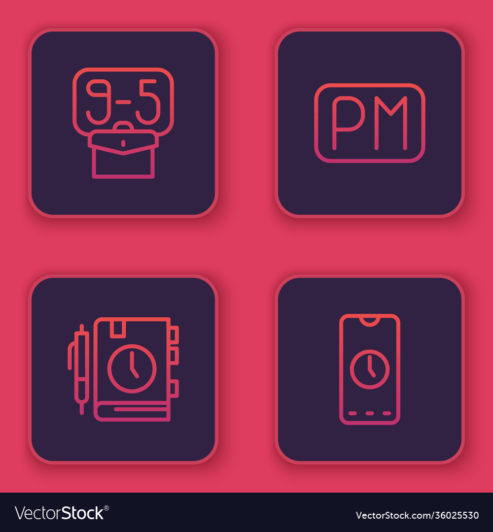 Set line from 9 daily paper notepad day time vector image Set line from 9 daily paper notepad day time