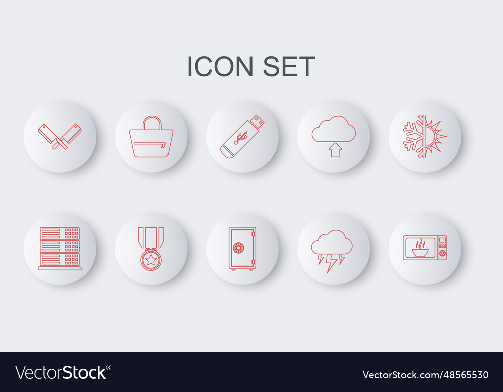 Set line microwave oven server data web hosting vector image Set line microwave oven server data web hosting