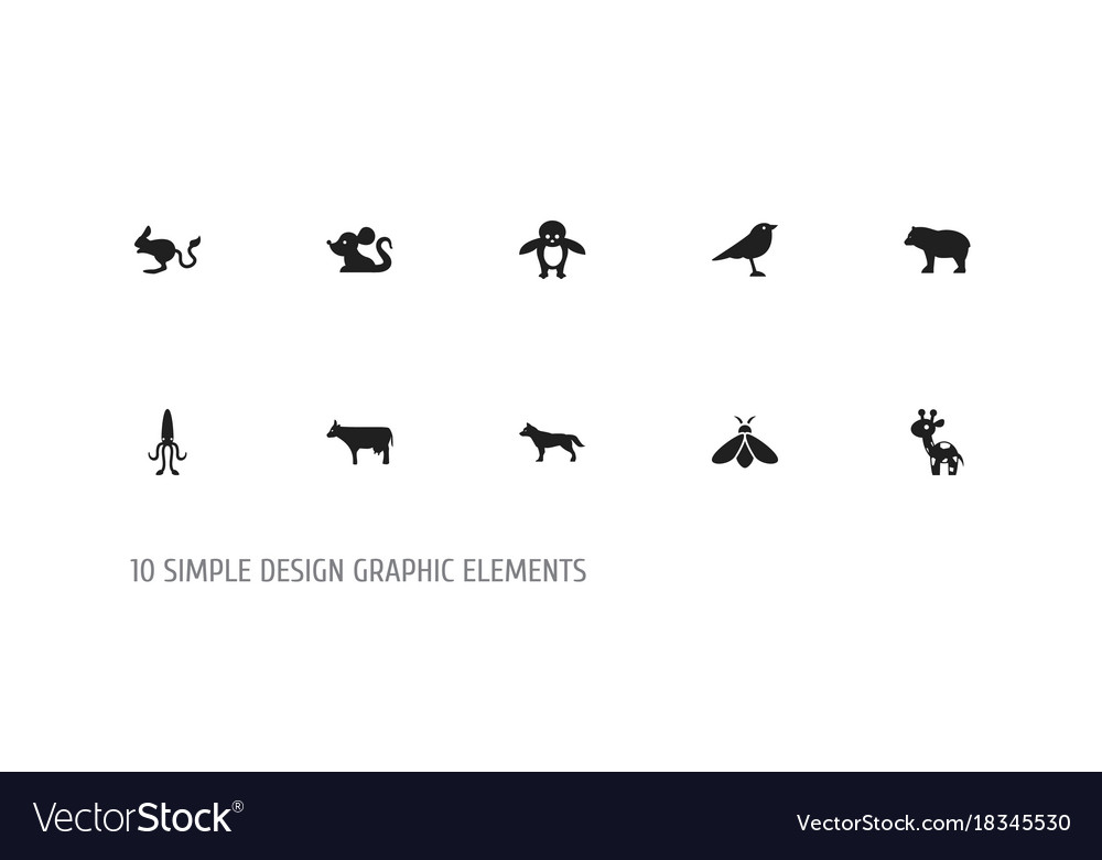 Set of 10 editable zoo icons includes symbols