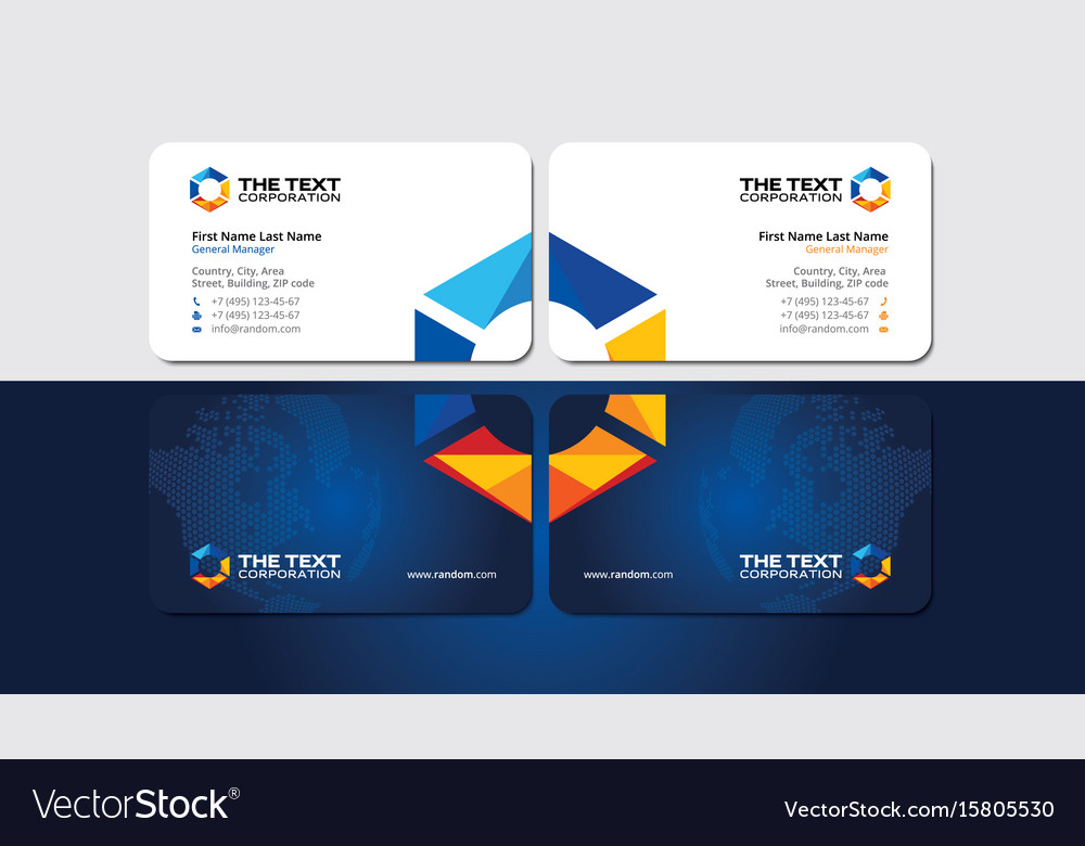 Visiting card with creatively multicolored hexagon