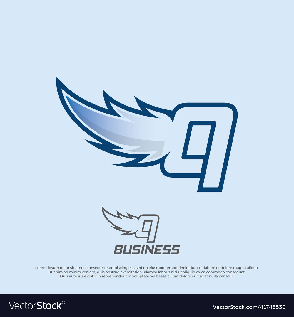 Wings logo with letter q design badges