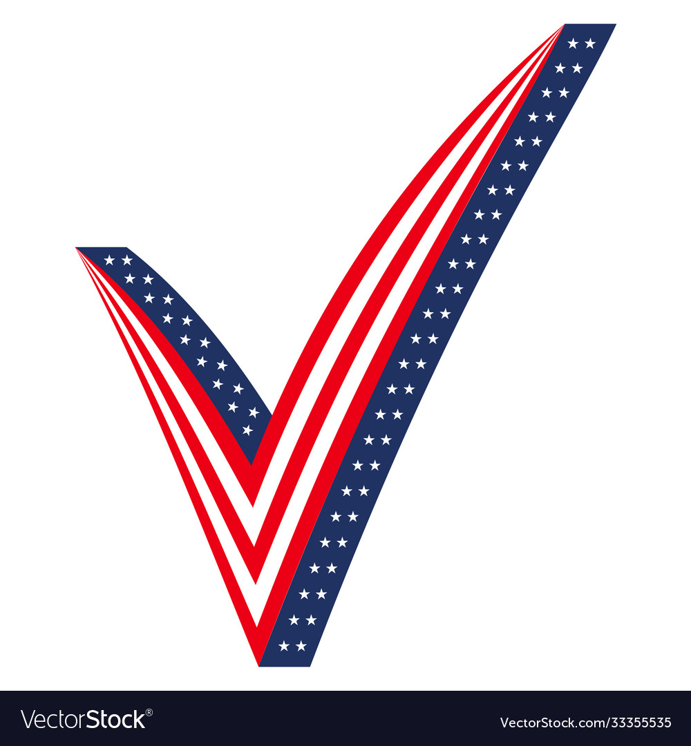 3d check mark stylized as usa flag icon elections vector image 3d check mark stylized as usa flag icon elections