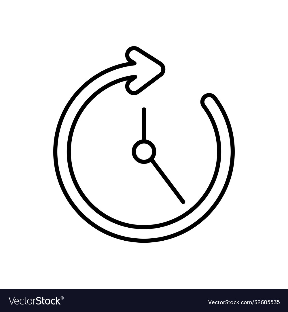 Arrow clock icon line style vector image Arrow clock icon line style