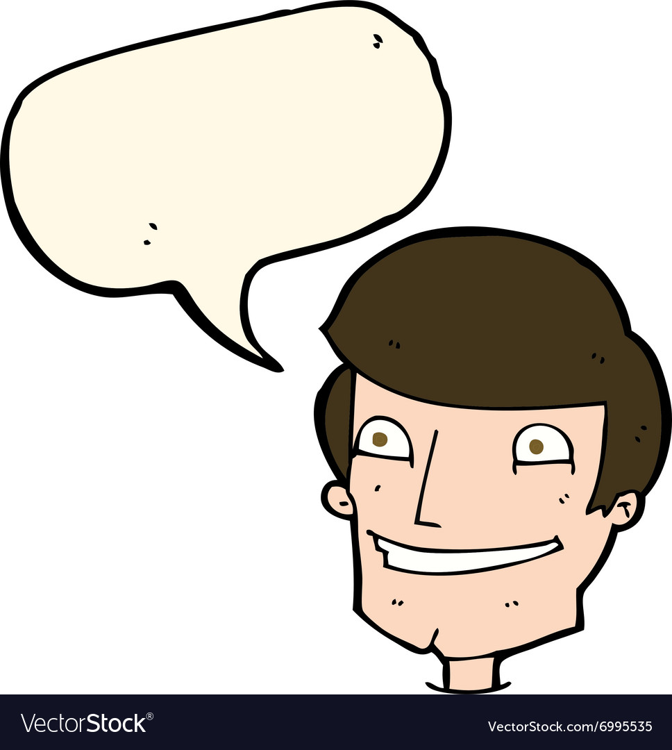 Cartoon grinning man with speech bubble Royalty Free Vector